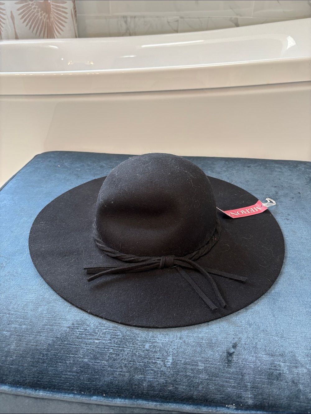 Merona Black Wide-Brim Wool Felt Hat with Braided Band